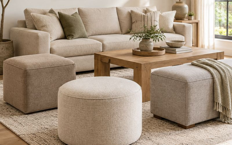 Các kiểu dáng đôn sofa phổ biến cho phòng khách