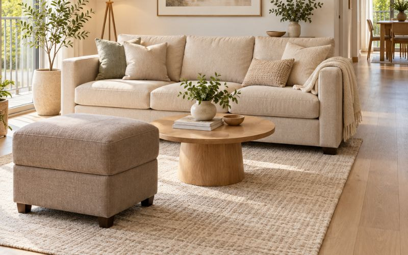 Đôn sofa làm ghế phụ linh hoạt khi nhà có khách