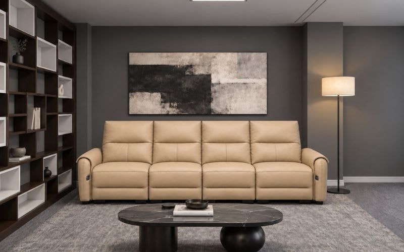 Sofa bốn chỗ Luna TLI màu be trong phòng khách
