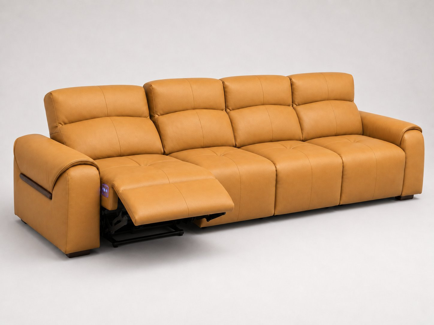 Module ghế điện Luna mở kê chân trong cấu hình sofa chỉnh điện bốn chỗ