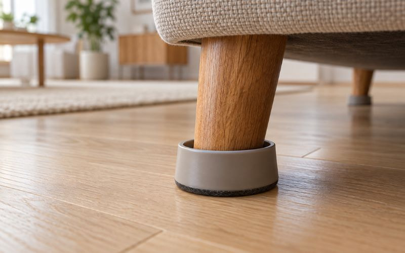 Đế chụp chân giúp cố định sofa trên sàn gỗ
