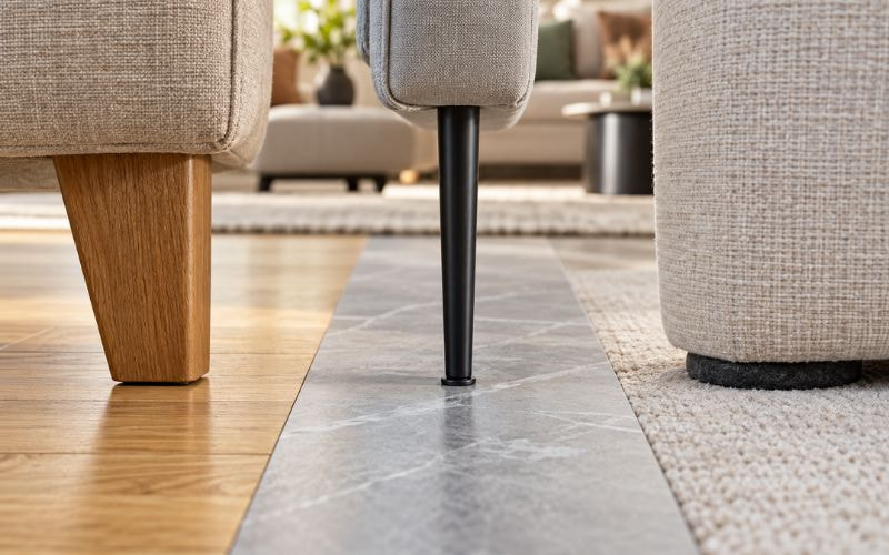Kiểm tra chân sofa trước khi dùng miếng chống trượt