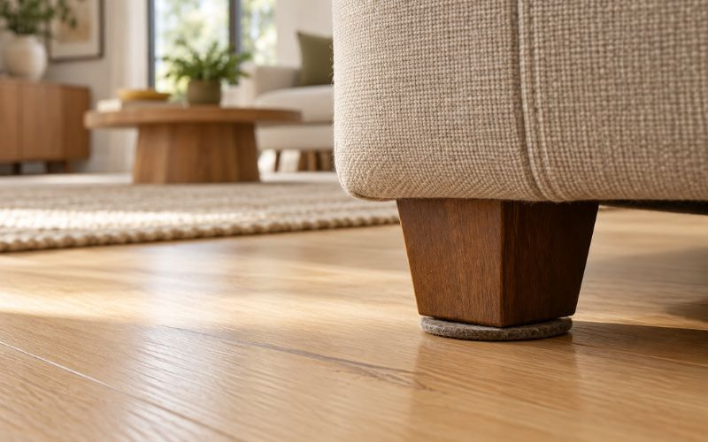 Dấu hiệu chân sofa bị trượt và gây ma sát trên sàn gỗ