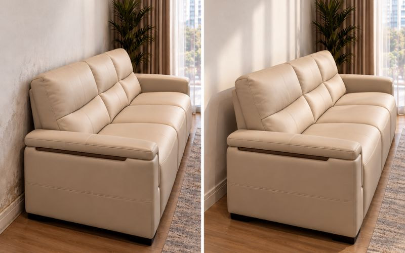 Sofa kê sát tường dễ tích tụ hơi ẩm ở mặt sau ghế