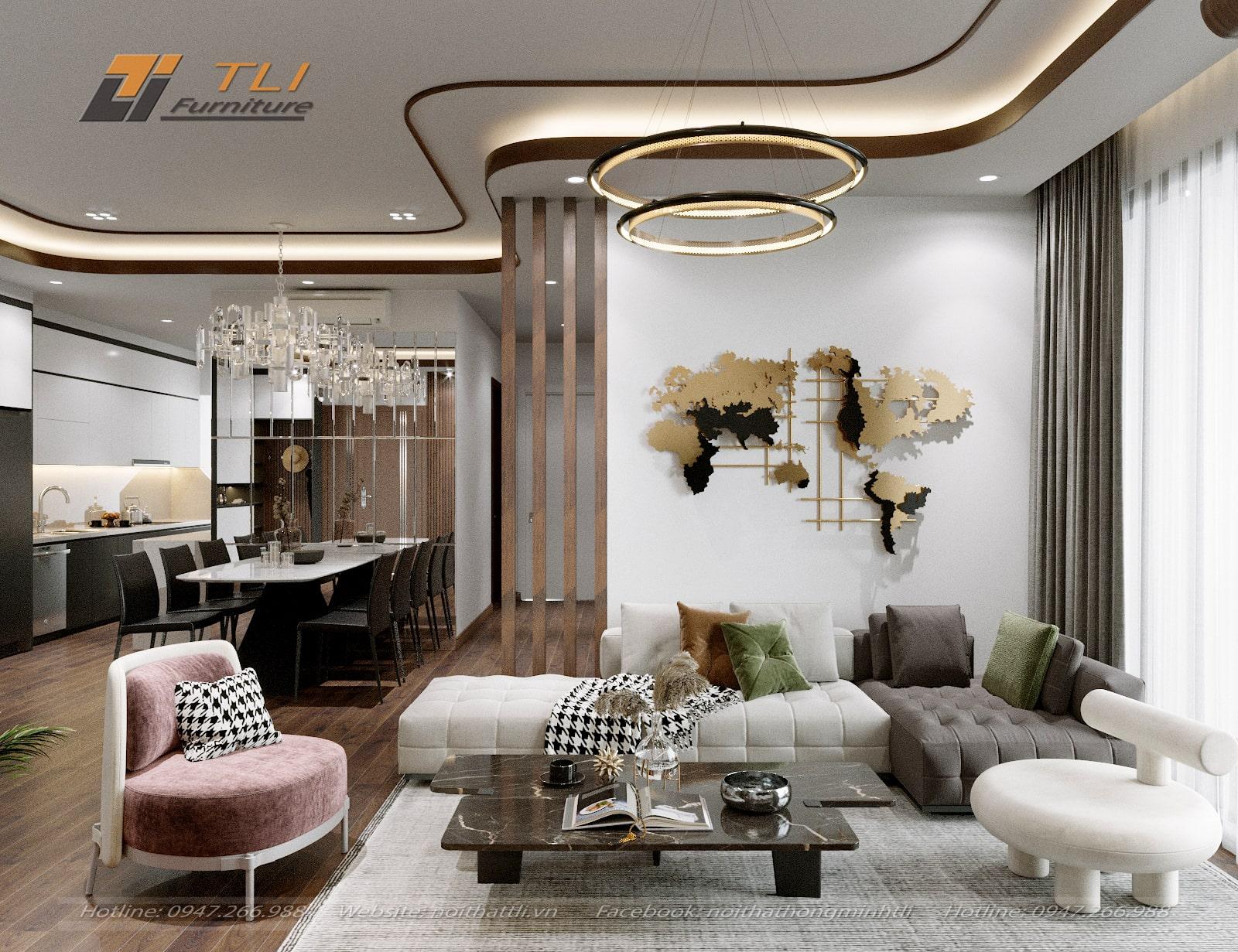 Cách Thiết Kế Phòng Khách Liền Bếp Chung Cư Đẹp Và Sang Trọng