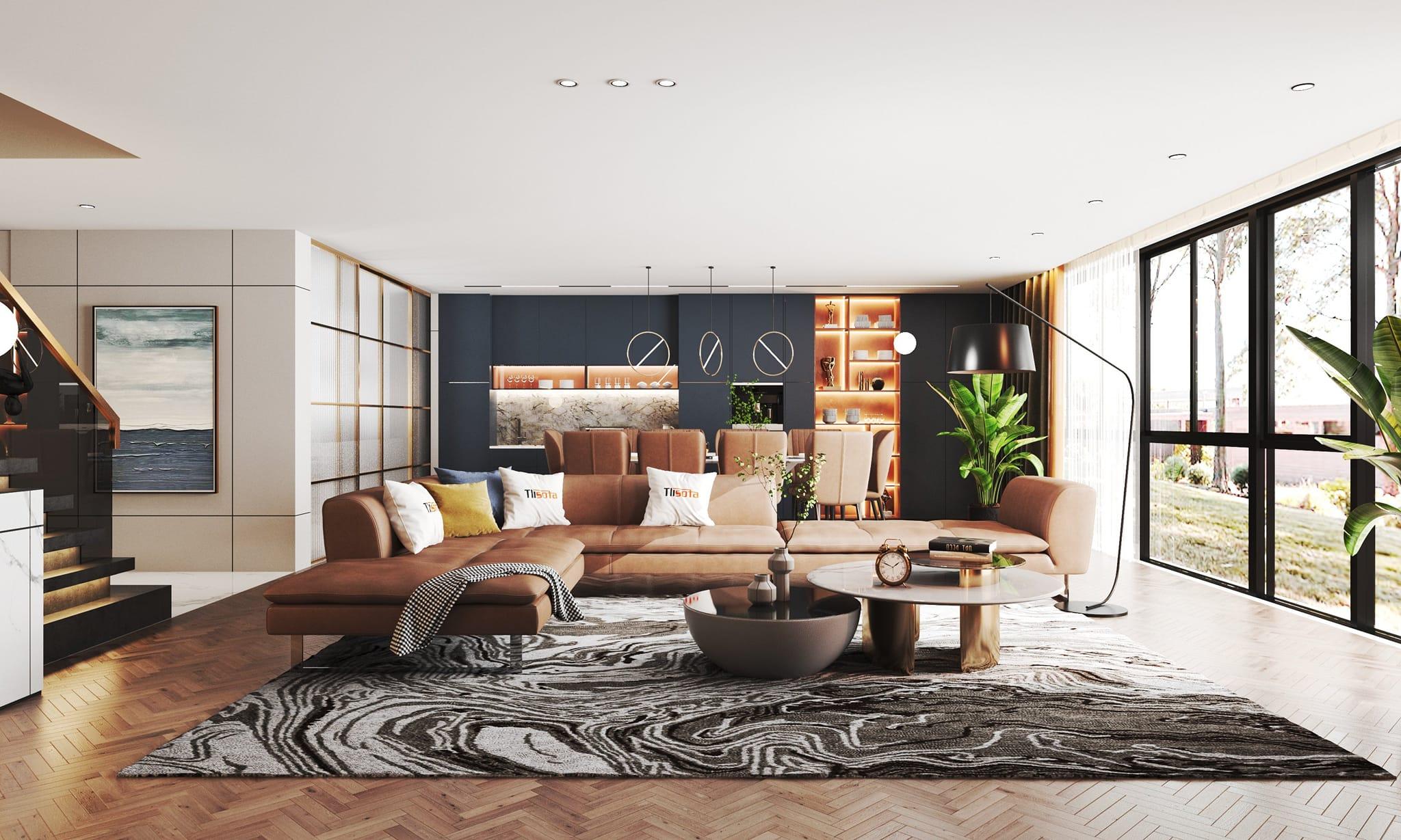 Điểm danh các mẫu Sofa da cho phòng khách biệt thự sang trọng nhất 2021