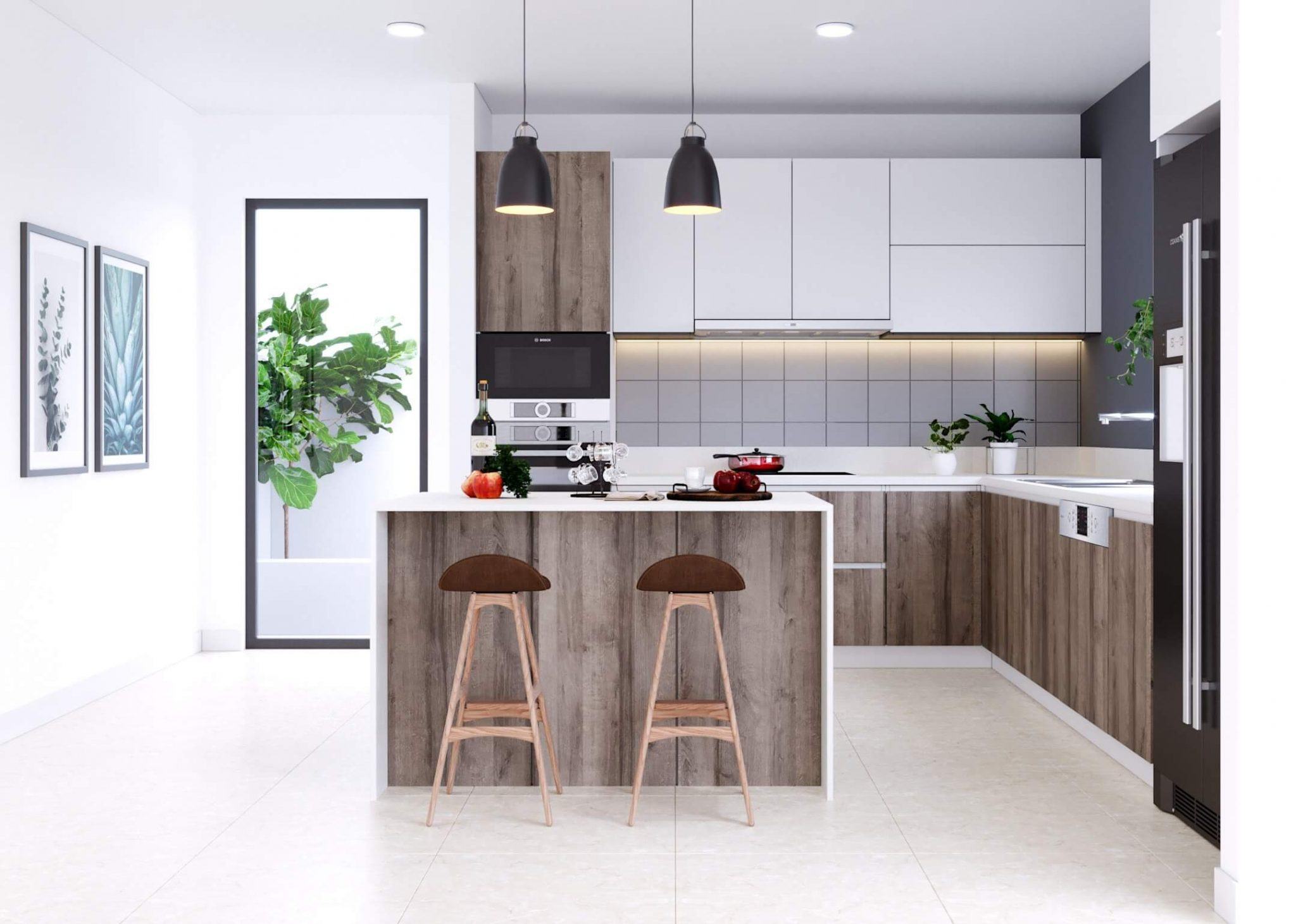 Phòng bếp - nơi cung cấp năng lượng cho mỗi thành viên trong gia đình. Thiết kế nội thất phòng bếp đơn giản giúp tối đa hóa không gian, mang lại sự thoải mái cho người sử dụng. Chỉ cần một vài chi tiết nhỏ nhưng lại đậm chất hiện đại, cùng nhau tạo nên không gian bếp ấm cúng thông qua những hình ảnh thiết kế nội thất phòng bếp đơn giản.